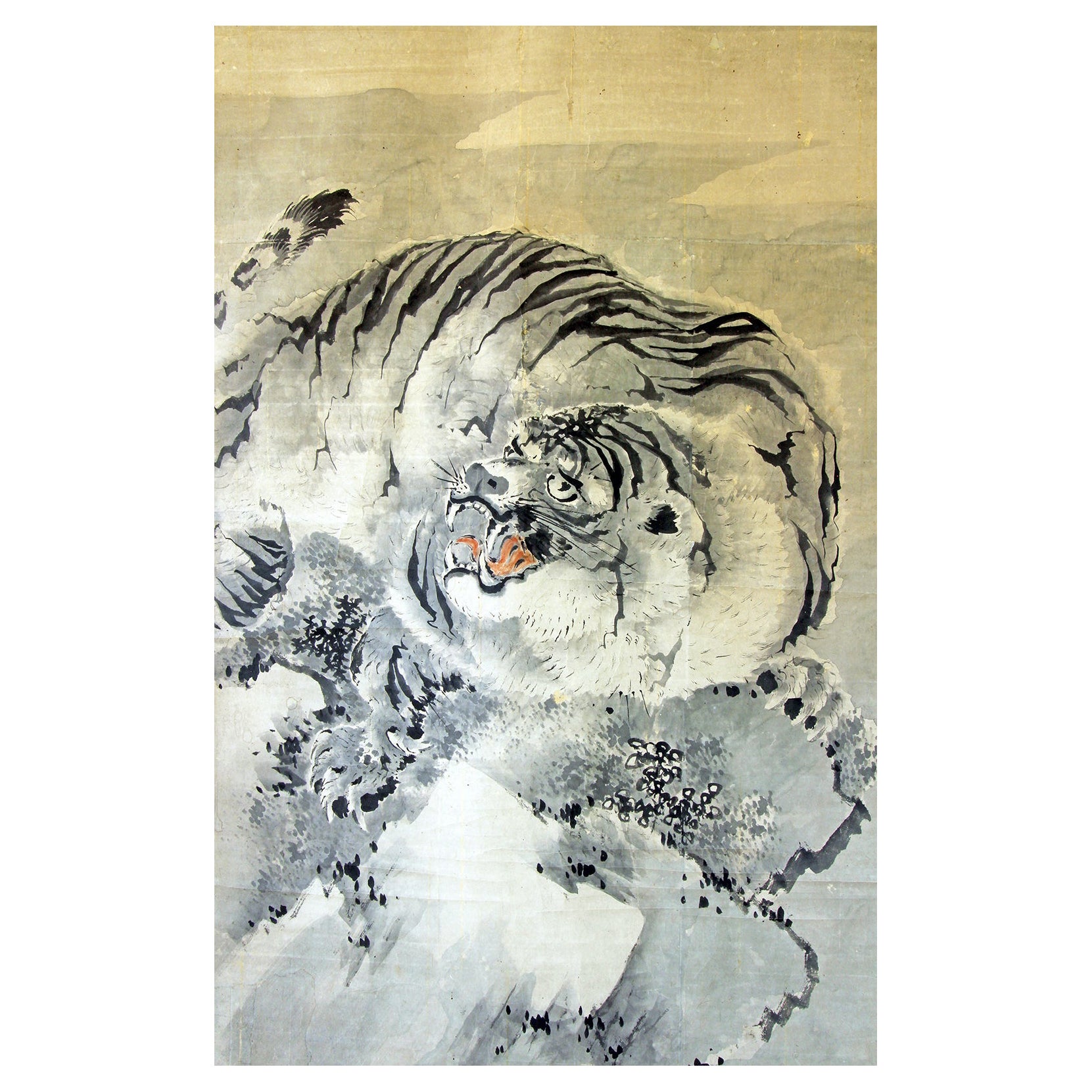 Big Japanese Tiger Hanging Scroll For Sale at 1stDibs | japanese tiger art