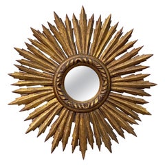 Gilt Starburst or Sunburst Mirror from Spain (Diameter 18)