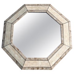 Octagonal Tessellated Mactan Stone Fossil Mirror, Attributed to Maitland Smith