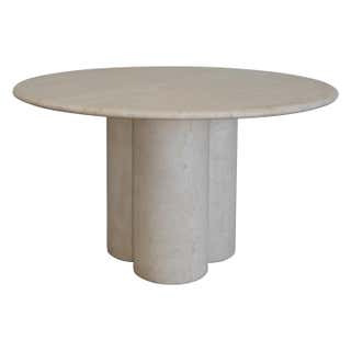 Bespoke Italian Travertine Oval Dining Table For Sale at 1stDibs