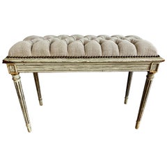 Italian Painted Neoclassical Style Linen Bench