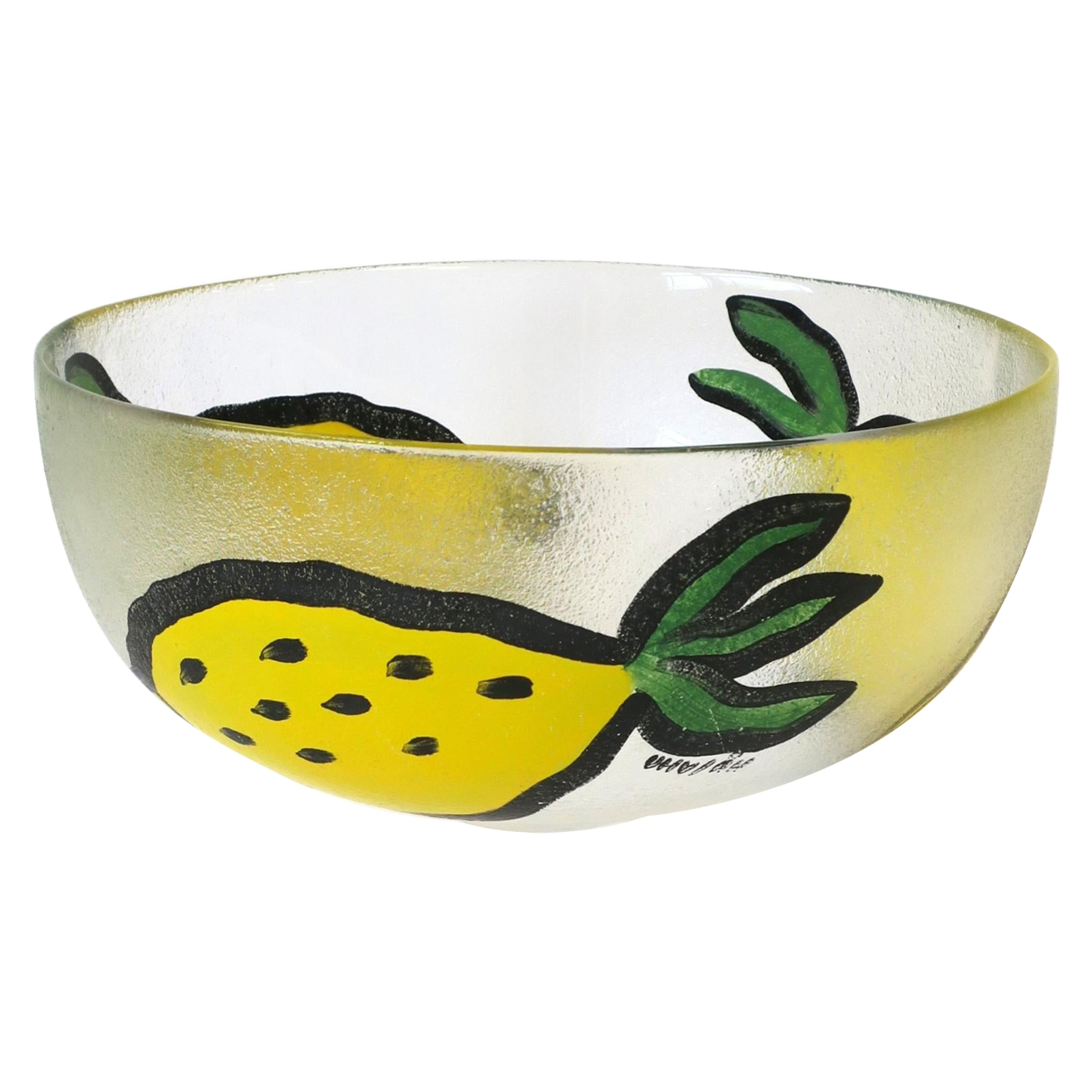 Swedish Postmodern Lemons Centerpiece Bowl by Ulrica Hydman-Vallien, 1990s For Sale
