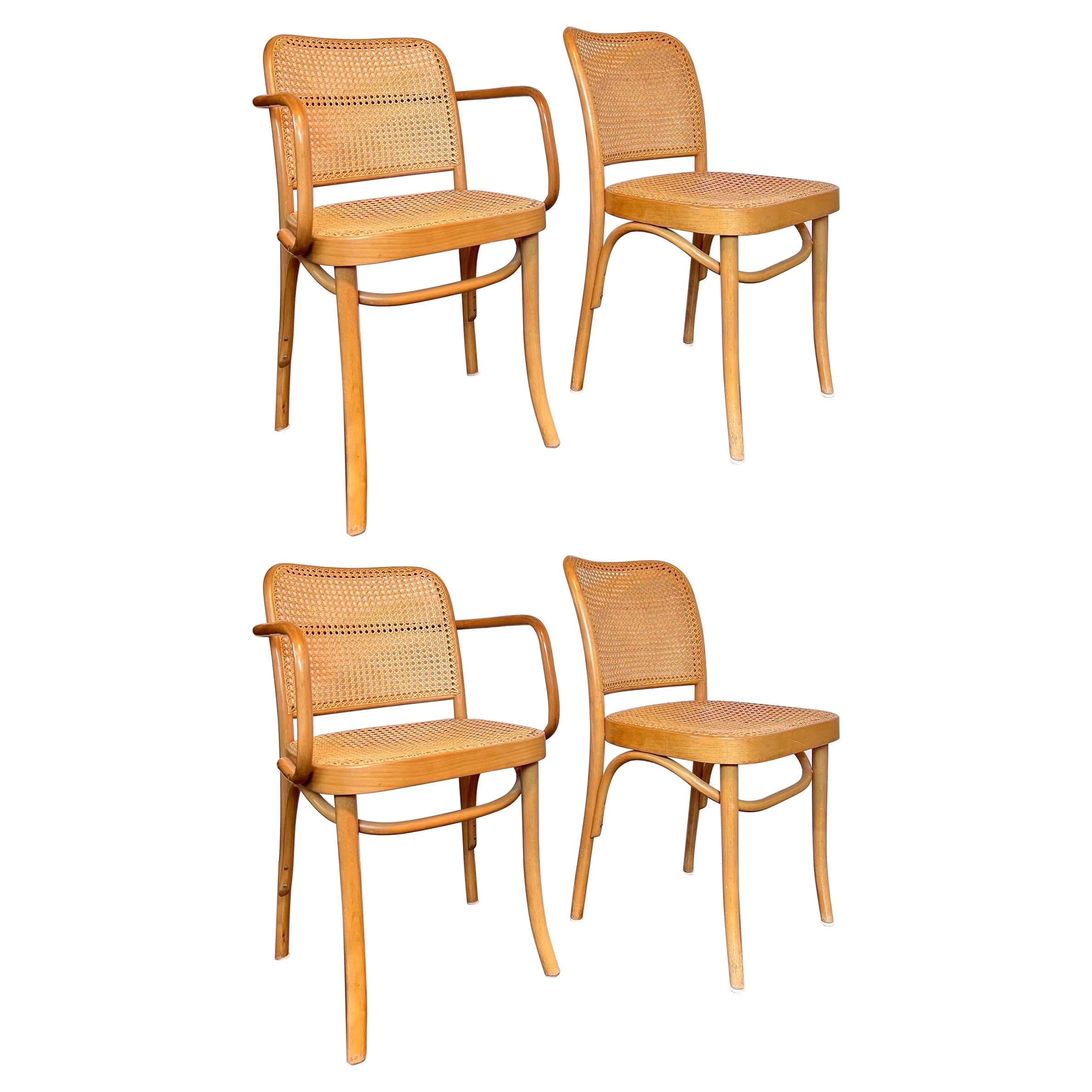 Set of 4 Josef Hoffmann Bentwood and Cane Chairs