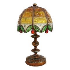 Mid-Century Table Lamp Longobard Murano Glass Hammered Multicolor, Italy, 1970s