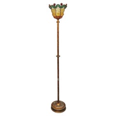  Floor Lamp Poliarte Metal Hammered Glass Multicolor Midcentury, Italy, 1970s