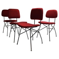 Set of 4 Vintage 60s Chairs, Italian Manufacture, Black Iron Structure