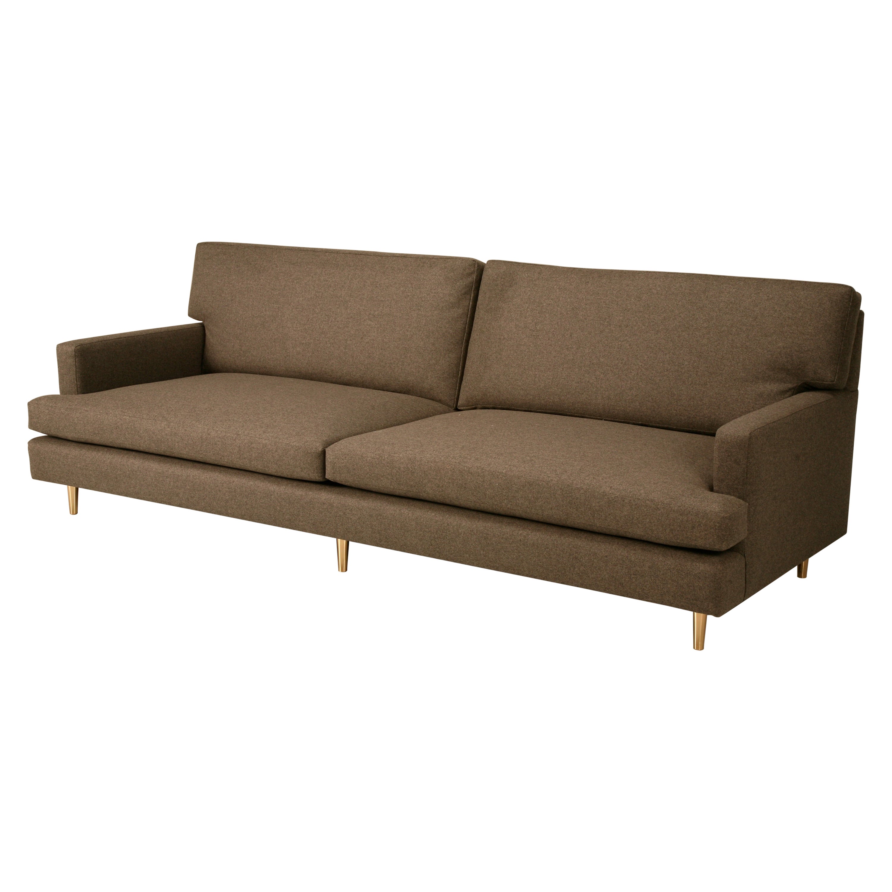 Sofa Hand-Made in Chicago in Any Dimension with Brass Feet Priced Without Fabric For Sale