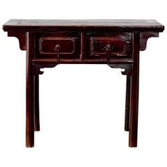 Chinese 19th Century Elm Lacquer Alter Console Table