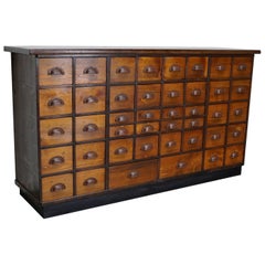 German Pine & Oak Apothecary Cabinet or Bank of Drawers, Mid-20th Century