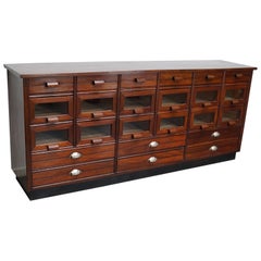 Used Dutch Beech and Mahogany Haberdashery Shop Cabinet, 1940s