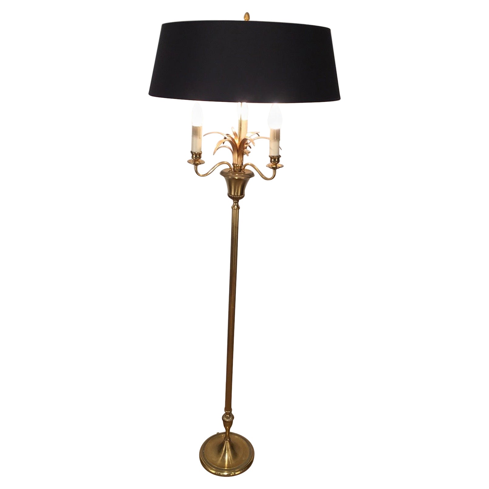 Pineapple Brass Floor Lamp in the Style of Maison Charles, Circa 1970 For Sale