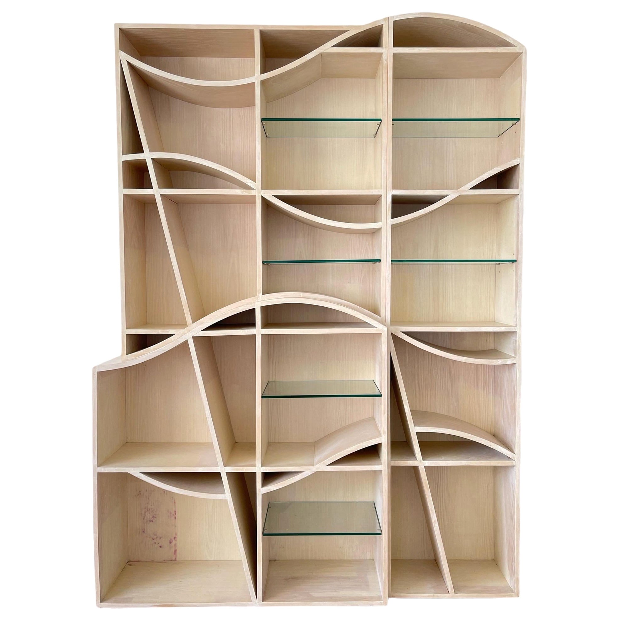 One of a Kind Custom Emmett Moore Limed Oak Bookcase, USA, 2014 For Sale