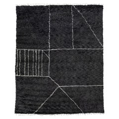 Modern Moroccan Style Charcoal Handmade Wool Rug by Apadana 