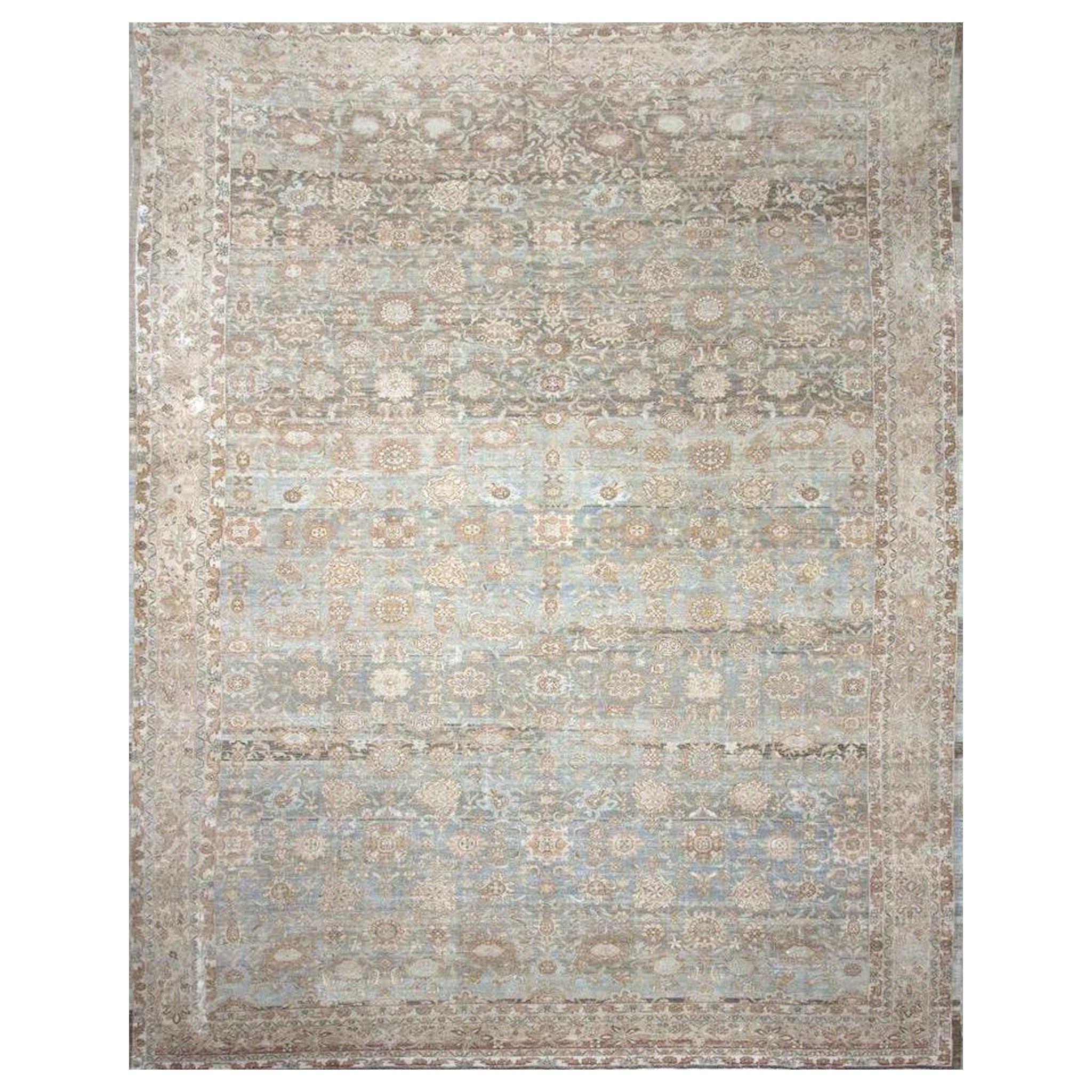 Light Blue Antique Persian Malayer Rug For Sale