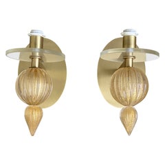 Pair of Barbara Barry Murano Gold ‘Bauble’ Sconce for Baker