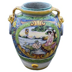 Italian Maiolica Painted Large Pot