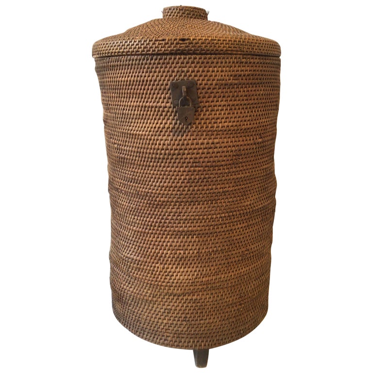 1920s Tall Chinese Wicker Basket at 1stDibs