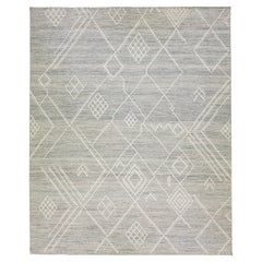 Apadana's Nantucket Collection Grey Flatweave Kilim Coastal Designed Wool Rug