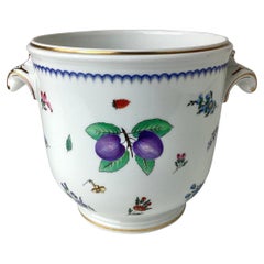 Vintage Richard Ginori Porcelain Cachepot with Hand Painted Botanicals