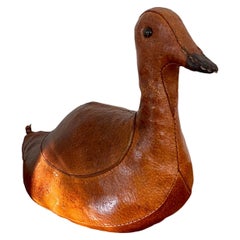 Vintage 1950s Abercrombie and fitch leather duck decor or door stopper 