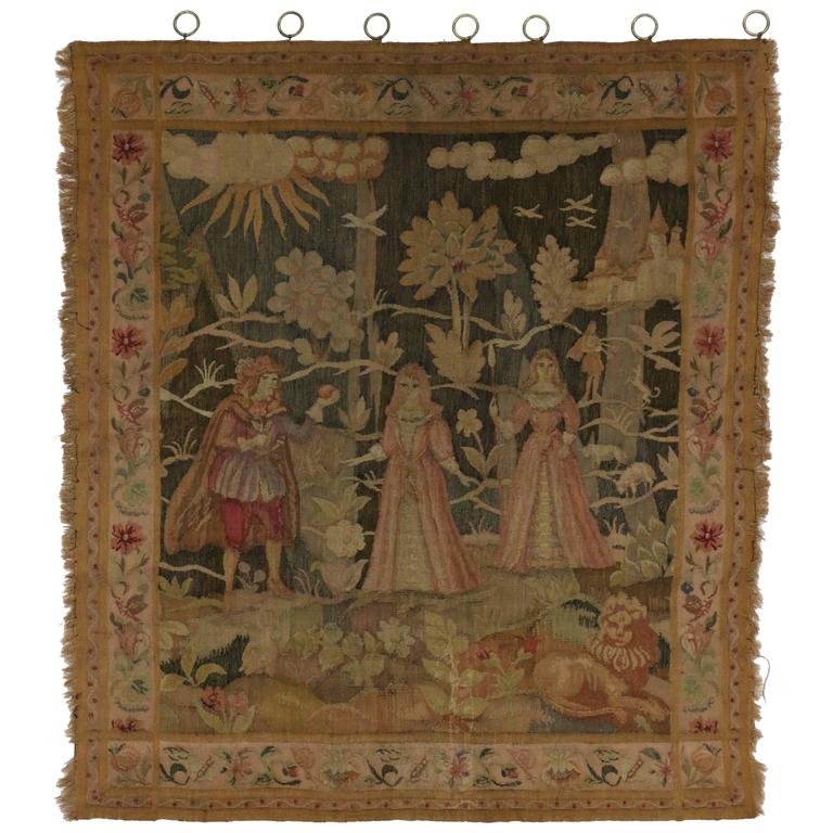 19th Century Antique French Tapestry Wall Hanging at 1stDibs