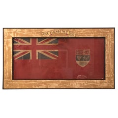 Sensational Graphic Framed Queen Elizabeth Red and Blue Commemorative Flag