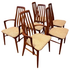 Danish Modern Solid Teak Set of Six Dining Eva Chairs by Niels Koefoed 2 Captain