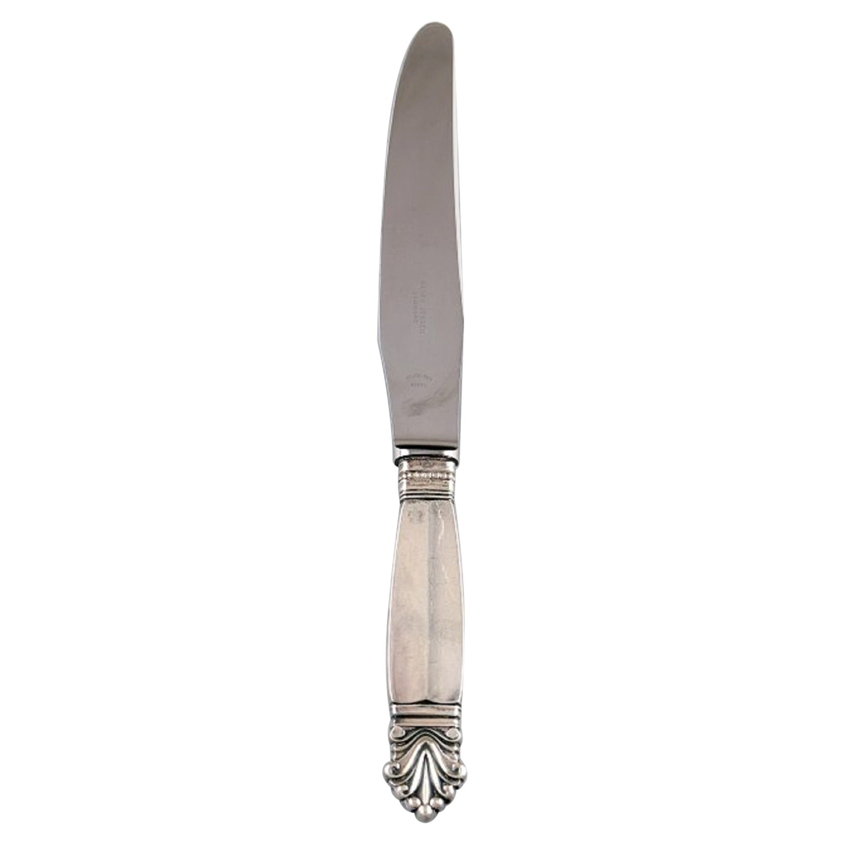 Georg Jensen, Acanthus-Sterlingsilber-Esstellermesser, sechs Messer verfügbar im Angebot