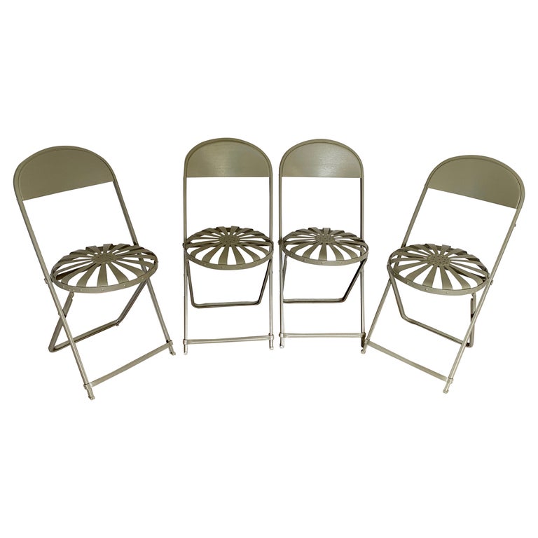 4 Carre Style Strap Seat Folding Chairs For Sale