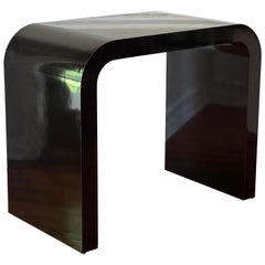 1980's Custom Waterfall Black Lacquer Console Table