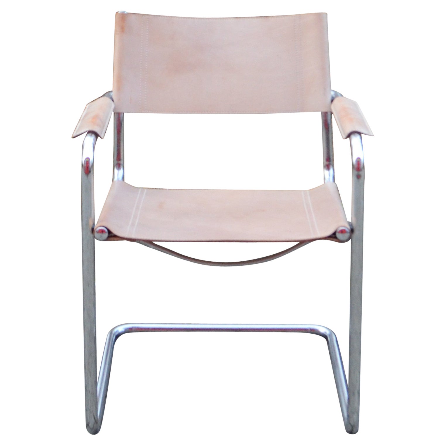Matteo Grassi Cantilever MG Skin Coloured Leather Chair by Centro Studi For Sale