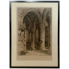 Charles Pinet Etching, Cathedrale De Chartres Le Deam