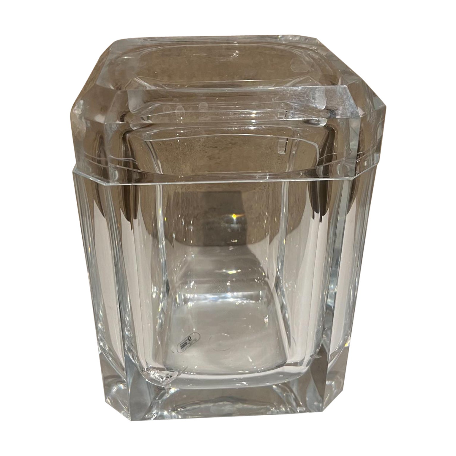 1980s Modernist Carlisle Lucite Ice Bucket Italian Alessandro Albrizzi Style For Sale