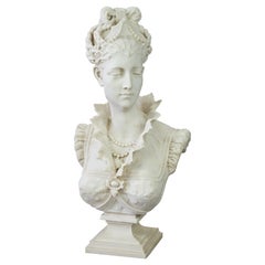 Sculpture Bust of Neoclassical Woman, Resin Composition, 20th C