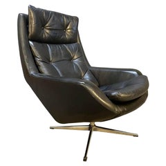 Vintage Danish Mid-Century Modern Leather Lounge Chair by Hw Klein for Bramin