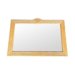 Large 1970s Pencil Reed Bamboo Mirror in the Style of Vivai del Sud