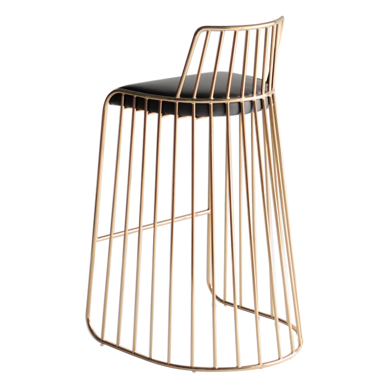 Bride's Veil Counter Stool with Back by Phase Design, Smoked Brass