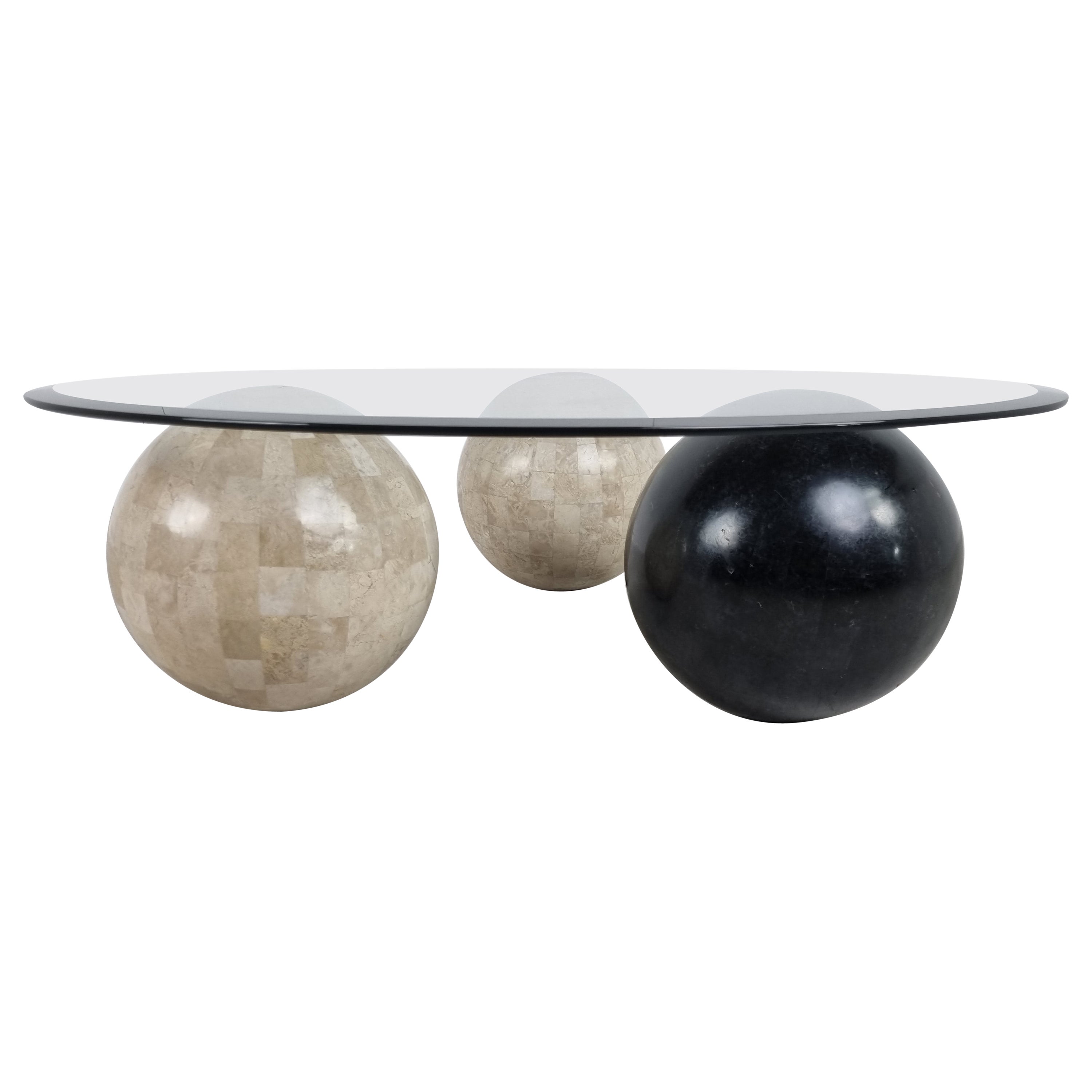 Tesselated Stone Sphere Coffee Table, 1980s 