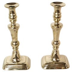 Antique Pair of English Victorian Brass Candlesticks