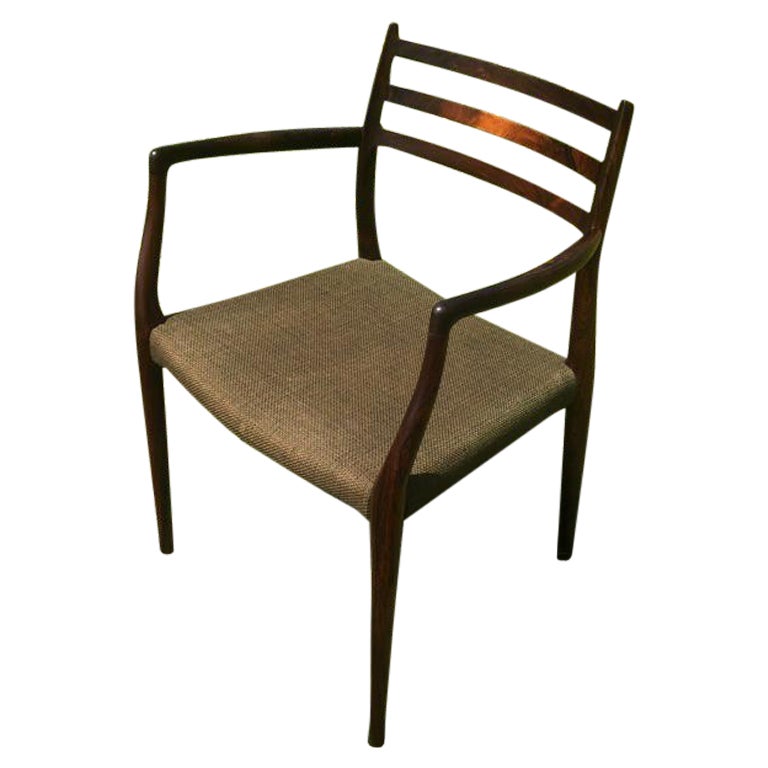 Niels Otto Moller 1962 Dining Chair with Original Green Wool For Sale