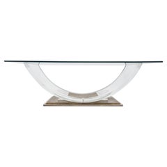 Lucite and brass arch coffee table, 1970
