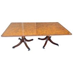 Burl Wood Double Pedestal Dining Table