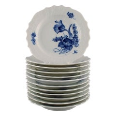 Twelve Royal Copenhagen Blue Flower Curved Plates, 1960s