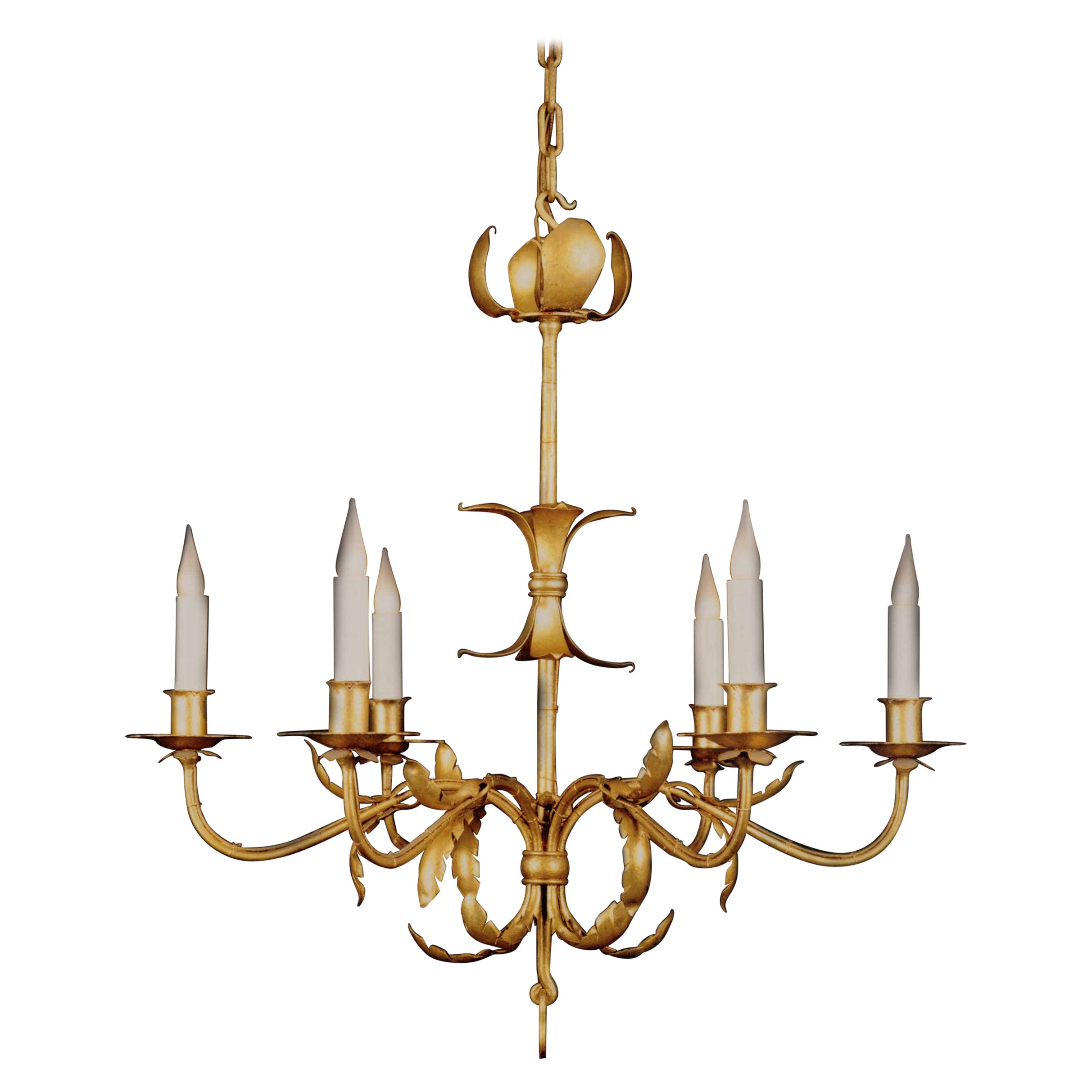 Certified Maison Bagues Chandelier, 6 Lights Iron #10313 For Sale