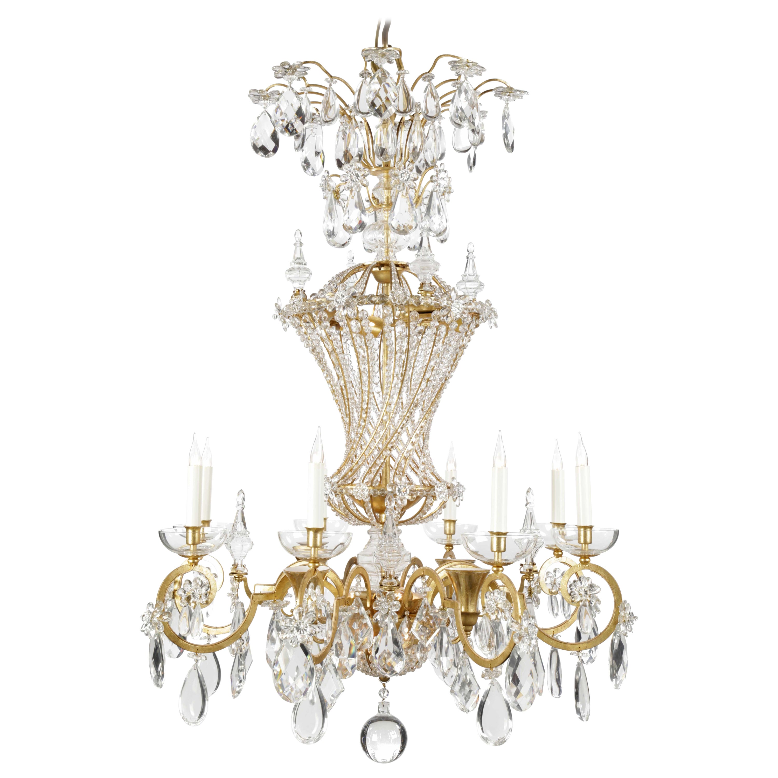 Certified Maison Bagues Chandelier, 8 Lights Iron & Crystal #12116