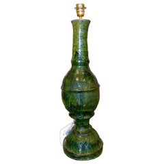 1990s Green Glazed Ceramic Table Lamp