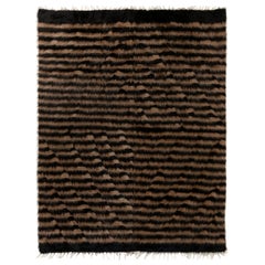 6.5x6.7 Ft Striped Flat-Weave Mohair Rug. Ideal as Bed & Floor Cover, Sofa Throw