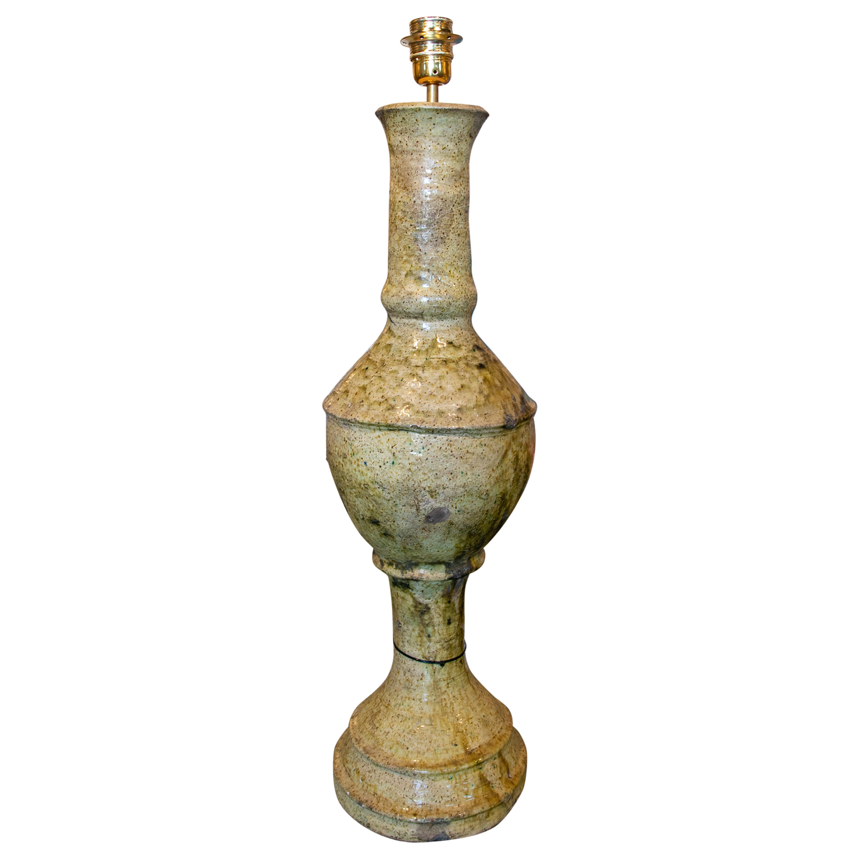 1990s Pale Laurel Green Glazed Ceramic Table Lamp