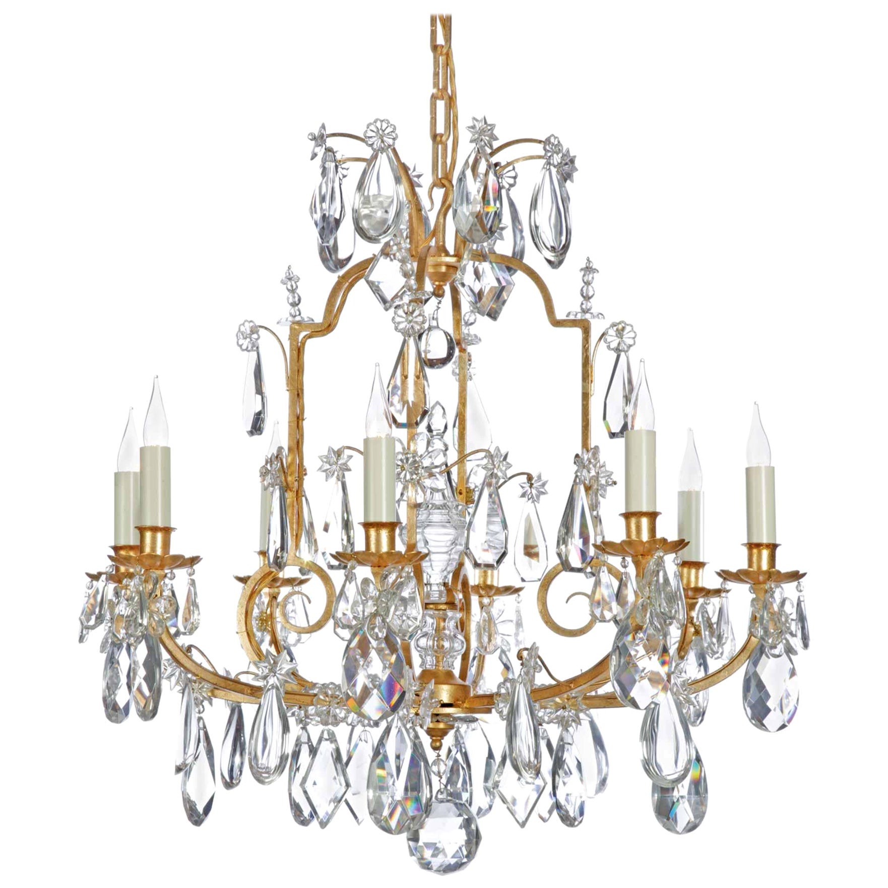 Certified Maison Bagues  Chandelier, 8 Lights Iron & Crystal #17893 For Sale