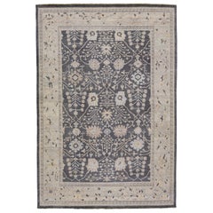 Apadana's Artisan Collection Handmade Charcoal Allover Motif Wool Rug 
